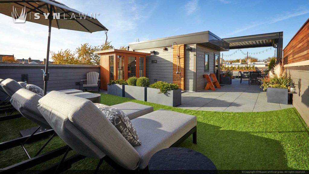 image of SYNLawn Las Vegas artificial grass for roof top rooftop patio dining
